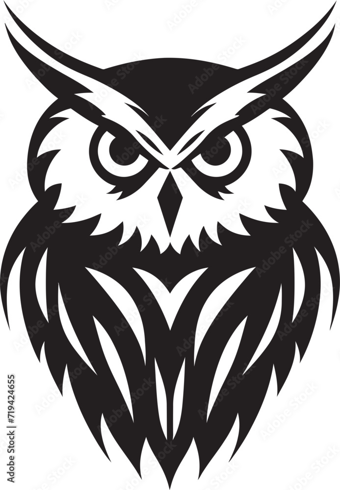 Eclipse Watcher Black Owl IllustrationMysterious Nocturne Dark Owl Design