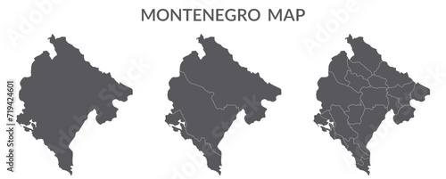 Montenegro map. Map of Montenegro in grey set