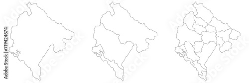 Montenegro map. Map of Montenegro in white set