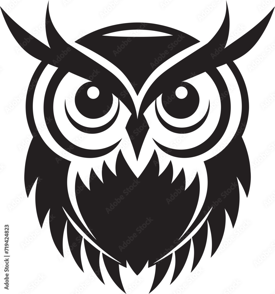 Mysterious Majesty Vector Owl SilhouetteInk Stained Sentinel Dark Owl Illustration