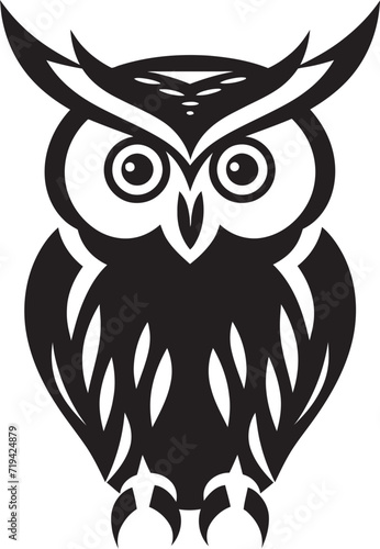Obsidian Watcher Black Owl Vector ArtGlimpse of Twilight Owl Silhouette Design