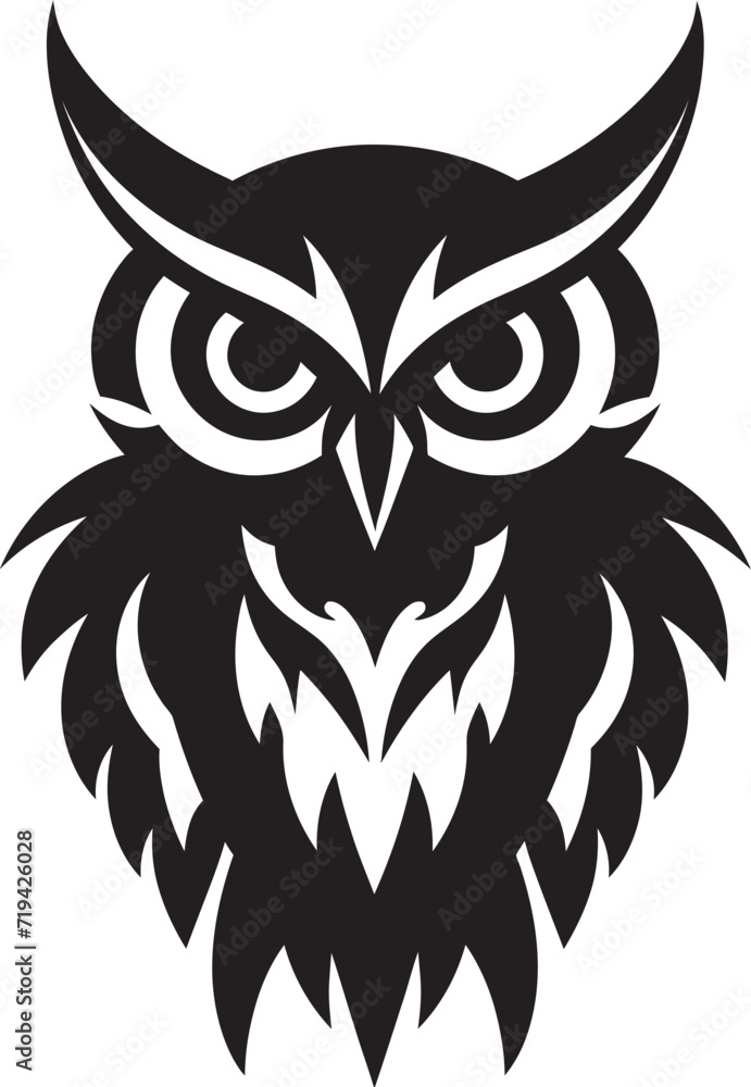 Shroud of Mystery Black Owl GraphicMoonlit Hunter Owl in Black Vector Art