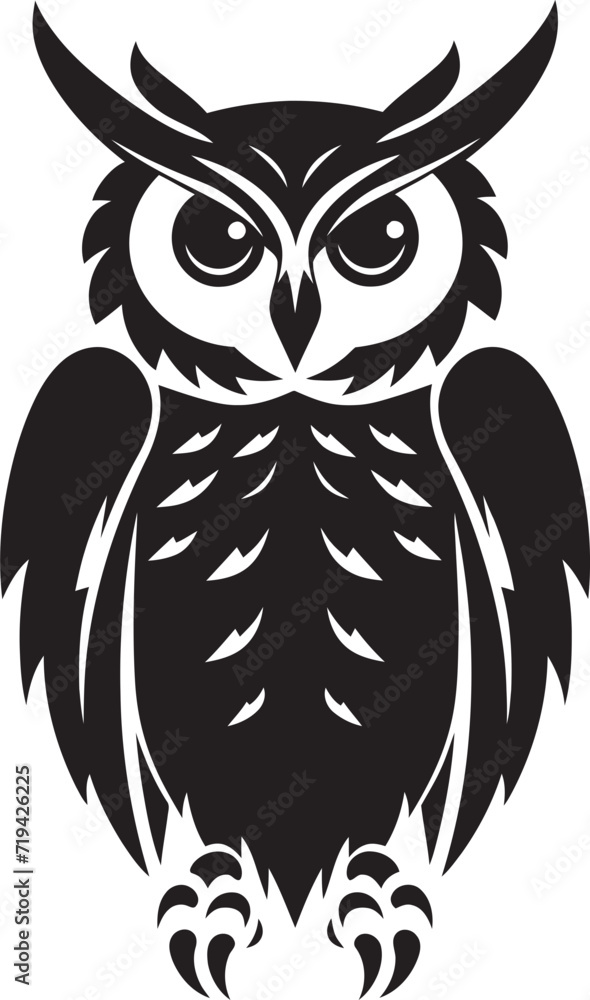 Moonlit Hunter Owl in Black Vector ArtSpectral Vision Black Owl Vector