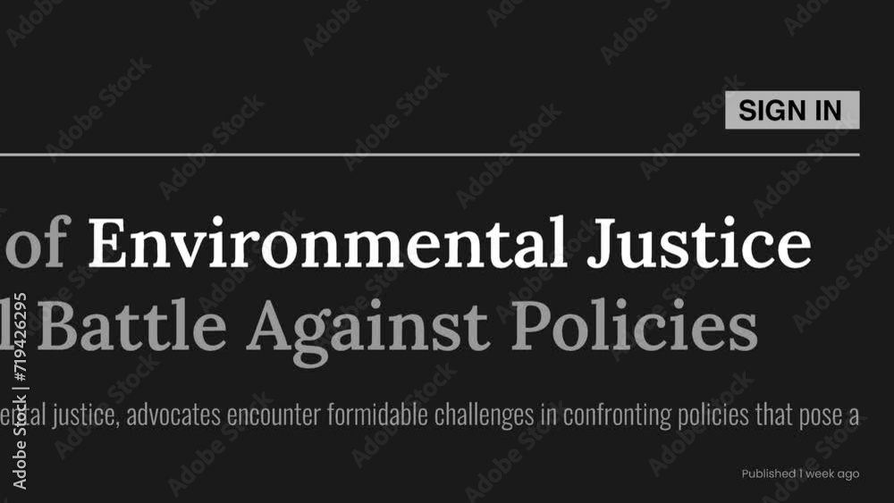 Term 'Environmental justice' highlighted on FAKE headlines news publications. Titles on black background. Can be used for editorial AND non editorial content as everything is 100% fake Term 'Environmental justice' highlighted on FAKE headlines news publications. Titles on black background. Can be used for editorial AND non editorial content as everything is 100% fake