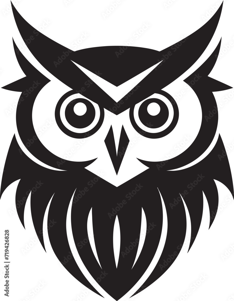 Guardian of Wisdom Black Owl Tribal DesignSymbol of Knowledge Black Owl Watercolor Illustration