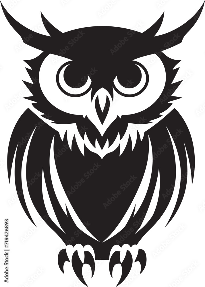 Twilight Guardian Owl Silhouette VectorObsidian Wings Dark Owl Illustration