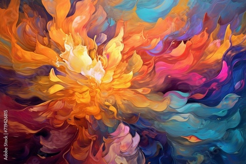 vibrant swirling hues with metallic sheen. Generative AI © Euphemia