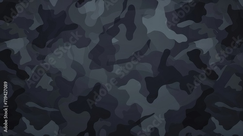 Camouflage pattern. Trendy dark gray camouflage fabric. Military texture. Dark background photo