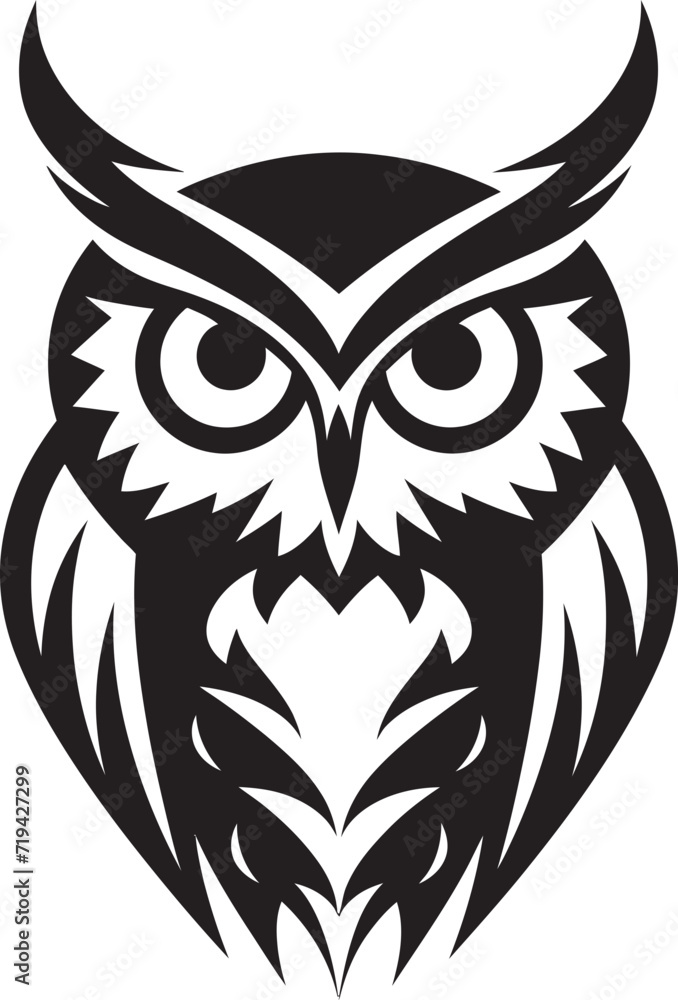 Moonlit Perch Owl Silhouette VectorShaded Sentinel Dark Owl Illustration