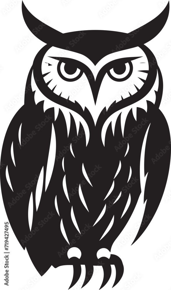 Inky Raptor Black Owl ArtworkMoonlit Enigma Owl Silhouette Vector