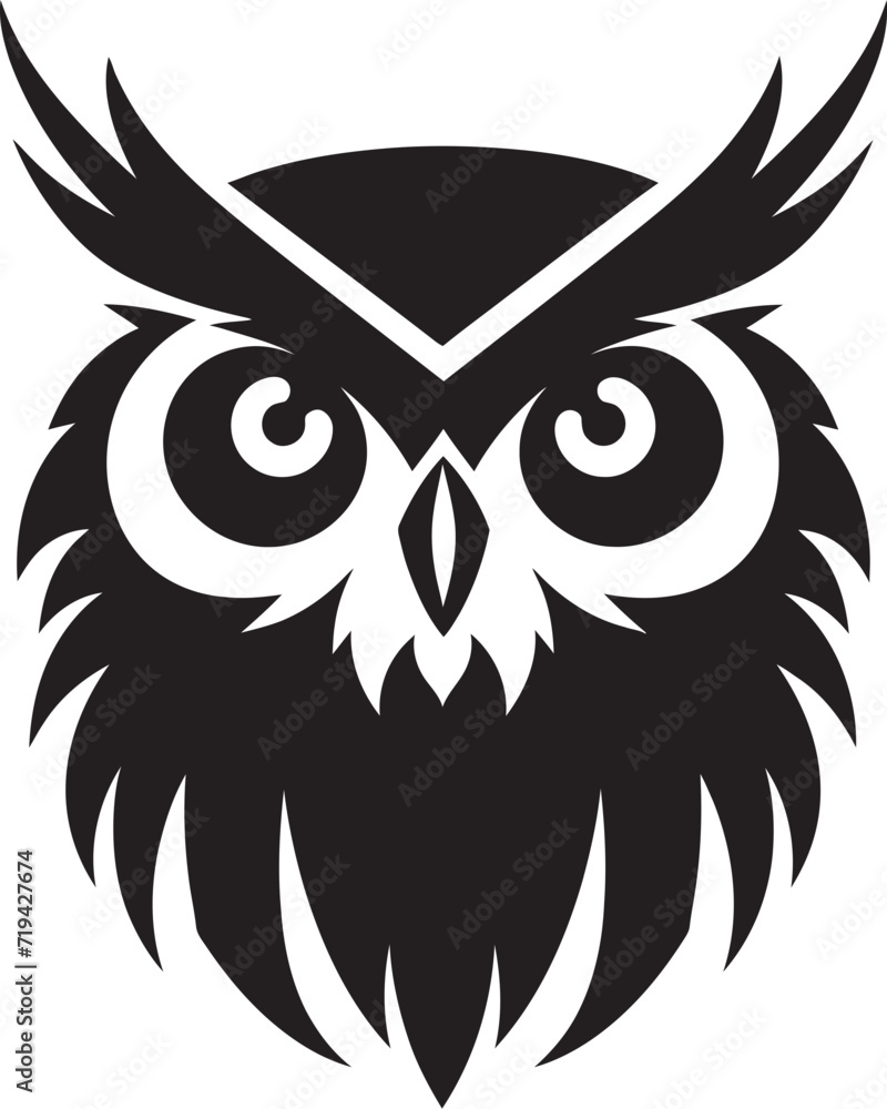 Shaded Perch Owl Silhouette ArtworkMoonlit Sentinel Dark Owl Vector