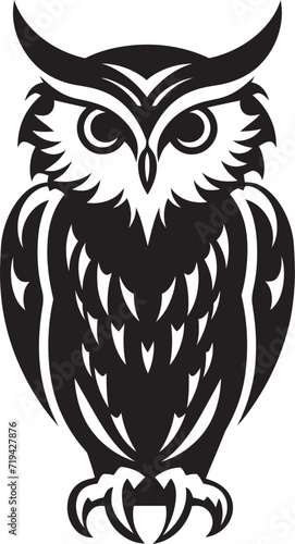 Nocturnal Embrace Owl in Black Vector ArtShadowed Specter Black Owl Vector