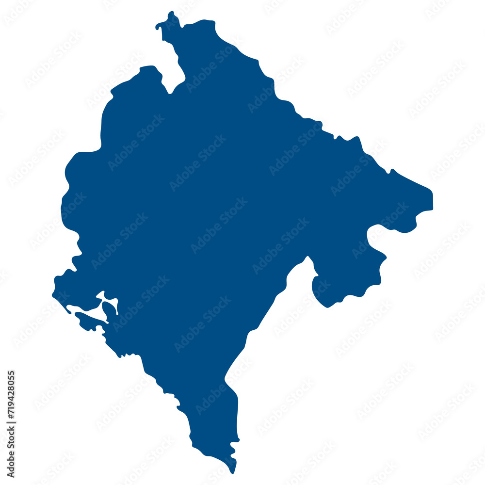 Montenegro map. Map of Montenegro in blue color