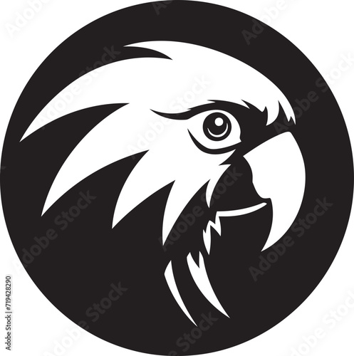 Stunning Parrot Design Intricate Vector CharmMajestic Parrot Profile Monochrome Vector Elegance