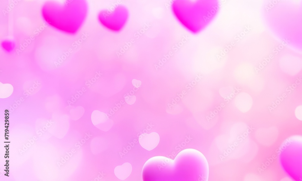 Fototapeta premium Valentine's Day background with hearts on bokeh background