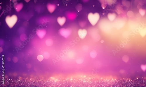 Valentine's Day background with hearts on bokeh background