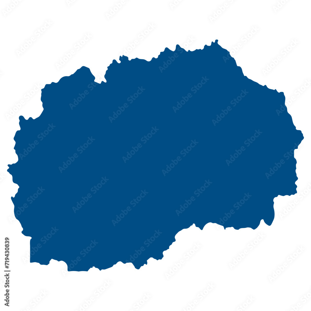 North Macedonia map. Map of North Macedonia in blue color