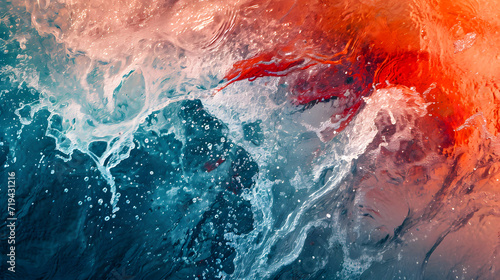 Close-up of an Orange and Blue Wave Crashing on the Beach