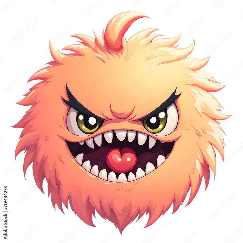 A Peach Fuzz Color Monster Illustration with Transparent Background