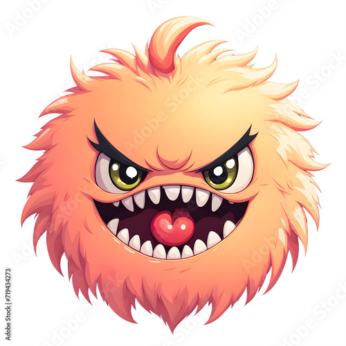 A Peach Fuzz Color Monster Illustration with Transparent Background