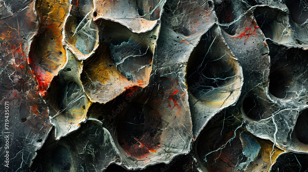 Close-Up of Rock Formation Painted in Red and Yellow Close-Up of Rock Formation Painted in Red and Yellow