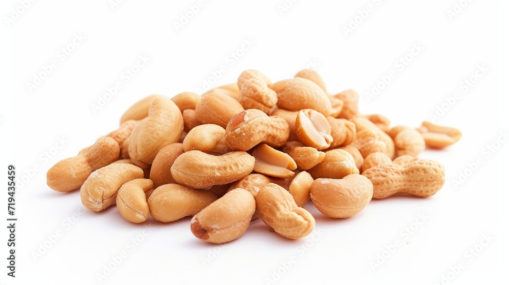 Roasted peanuts coconut cream flavour coated isolated on white background Roasted peanuts coconut cream flavour coated isolated on white background