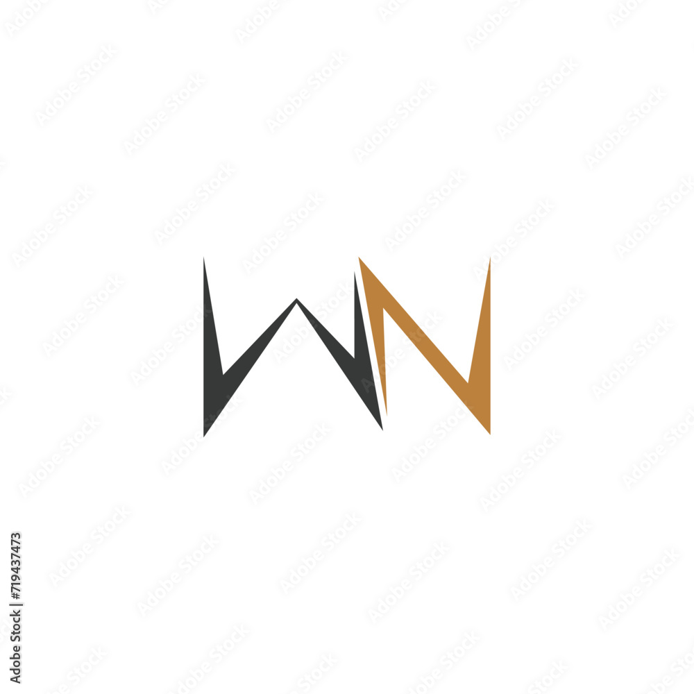 NW, WN, W AND N Abstract initial monogram letter alphabet logo design