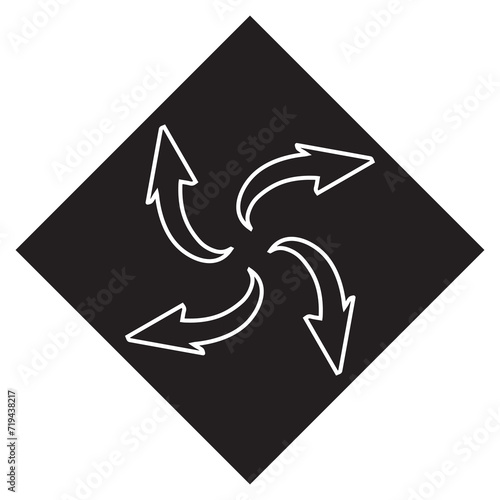 Outward arrow icon vector. Four Arrows logo design. Arrow pointing outward vector icon illustration in rhombus isolated on white background