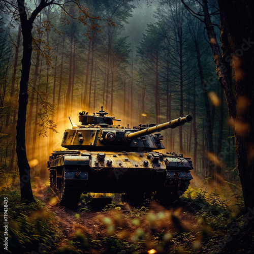 Tank in a forest