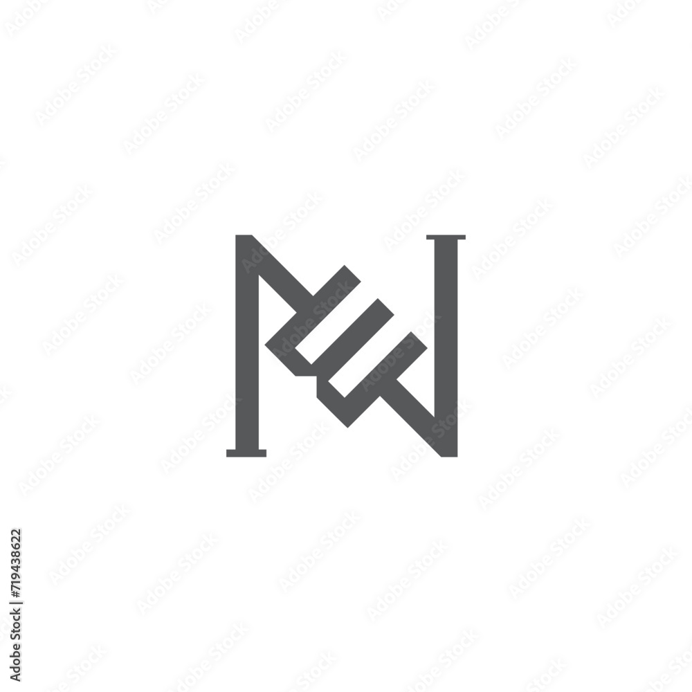 Alphabet letters Initials Monogram logo NW, WN, N and W Alphabet letters Initials Monogram logo NW, WN, N and W