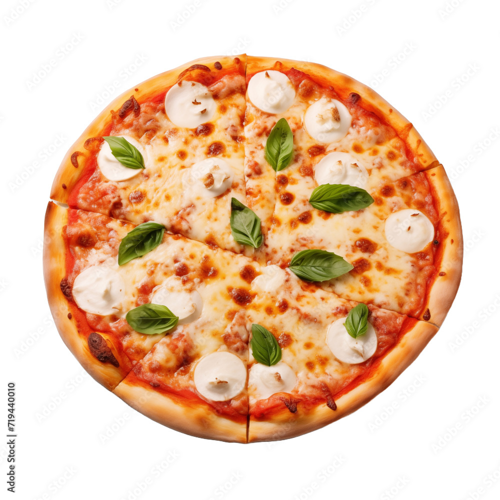Pizza isolated on transparent and white background. Generative ai