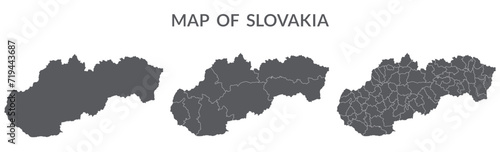 Slovakia map. Map of Slovakia in grey set
