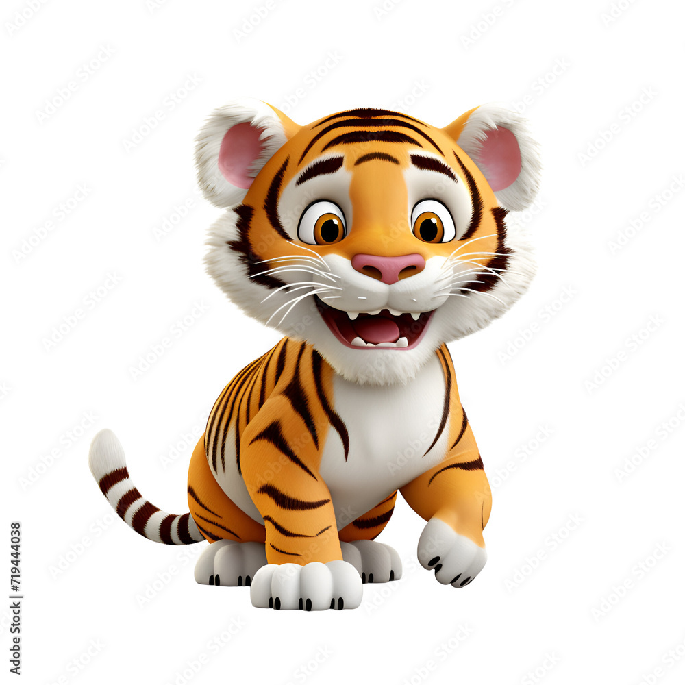 3D Cartoon Artistic Style Tiger Baby Tiger Cute Tiger Painting Drawing Illustration No Background 3D Cartoon Artistic Style Tiger Baby Tiger Cute Tiger Painting Drawing Illustration No Background