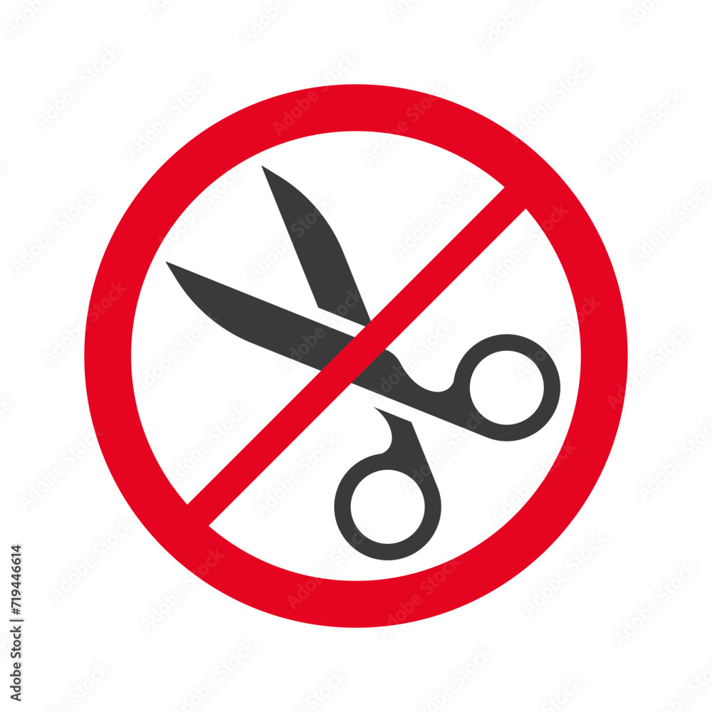 Sign prohibits cutting with scissors isolated on white background.Vector illustration
