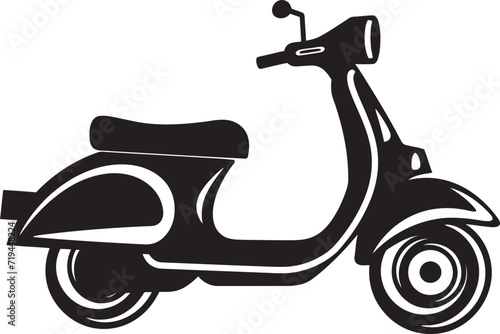 Vector Design Stylish Black ScooterVectorized Outline Urban Trendy Scooter