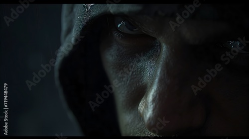 incensed: close-up of man in hoodie photo