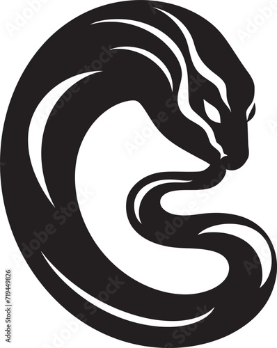 Sinuous Serpent Black Vector StyleStealthy Coil Snake Vector Illustration
