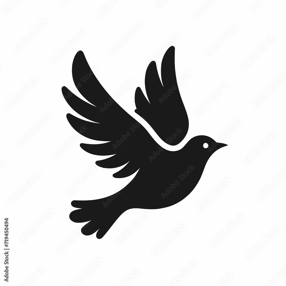 Obraz premium Flying Bird Silhouette in Full Spread 