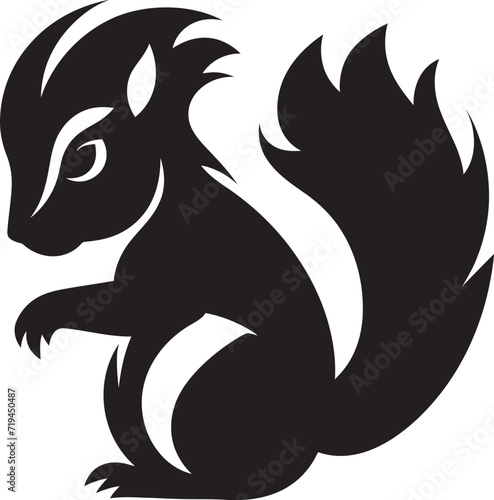 Fototapeta Naklejka Na Ścianę i Meble -  Vibrant Squirrel Silhouette Dark VectorDreamy Squirrel Design Black Vector Sketch