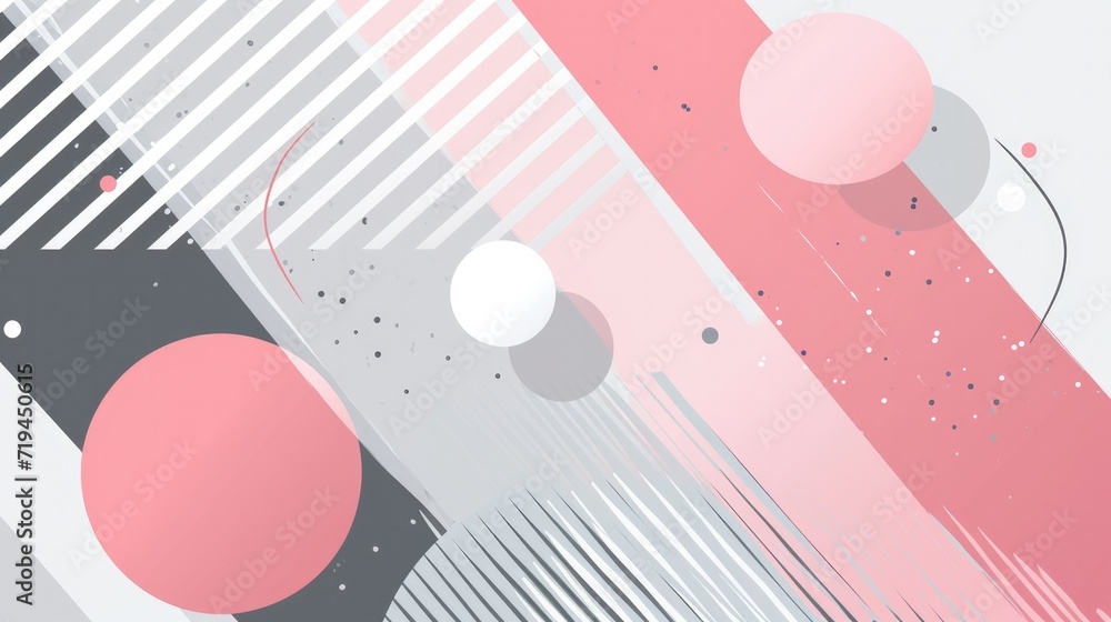 Obraz premium Abstract pink white and gray color, modern design stripes background with geometric round shape. Vector illustration.