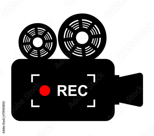 vector illustration black icon rec video film broadcast
