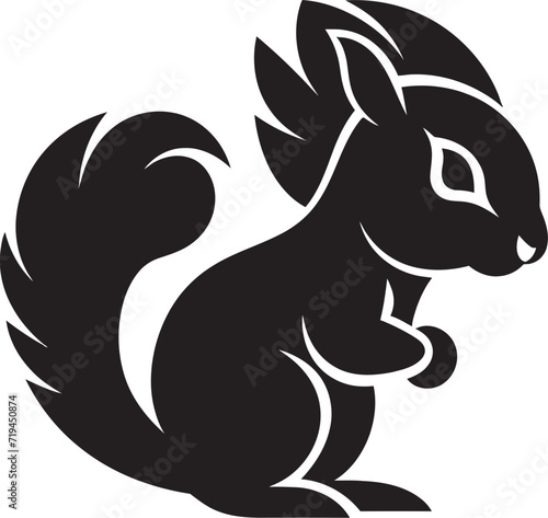 Captivating Squirrel Image Black VectorMinimalist Squirrel Outline Black and White Vector © The biseeise