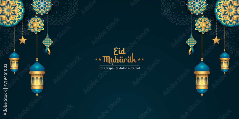 islamic celebration background. for eid fitr, eid adha, ramadan mubarak poster, flyer, sales. vector illustration - obrazy, fototapety, plakaty 