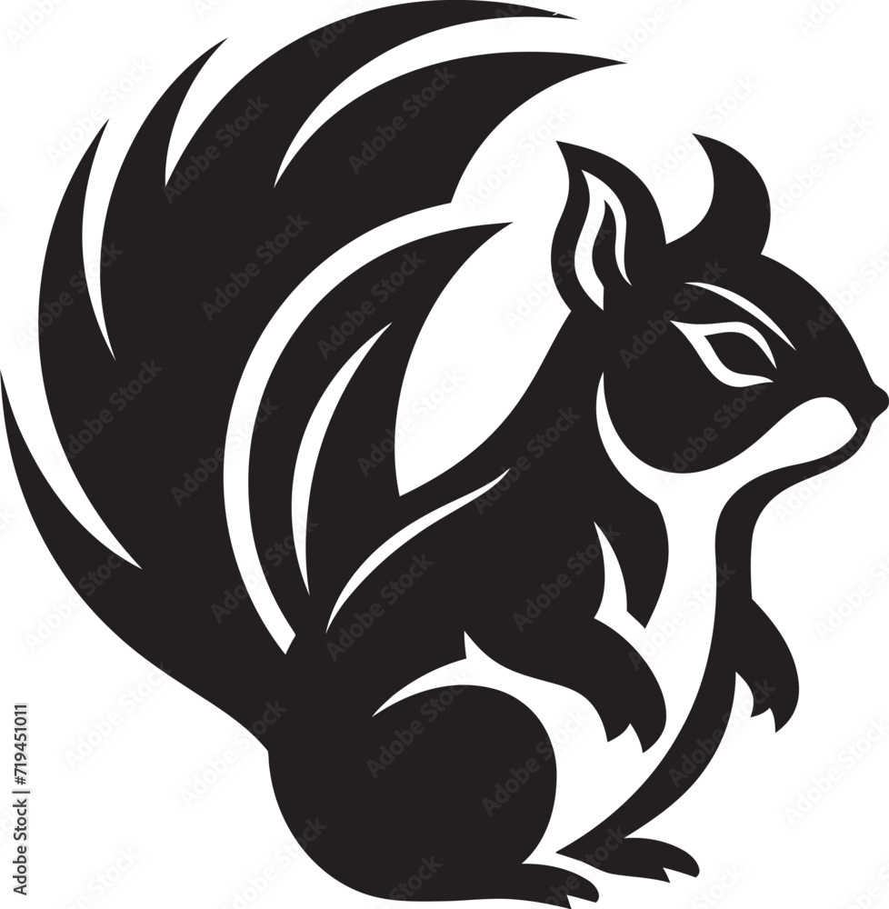 Radiant Squirrel Sketch Noir Vector StyleSculpted Squirrel Lines Dark Vector
