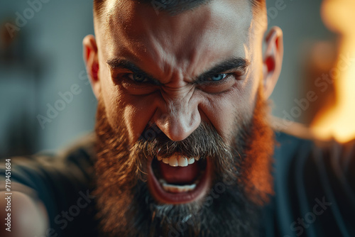 Intense Portrait of a Fierce Man with a Beard photo
