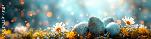 Easter Morning Bliss with Decorative Eggs in a Meadow Banner