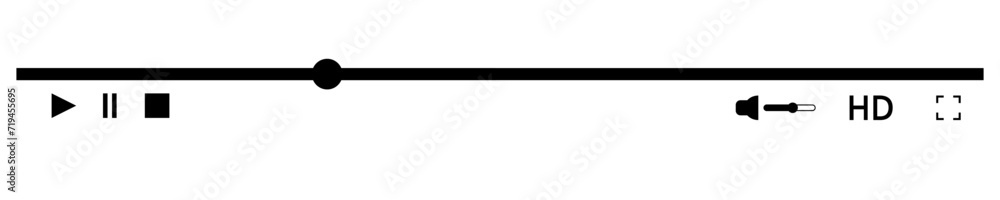 Video player play bar design interface. Media player with play button icon vector Video player play bar design interface. Media player with play button icon vector