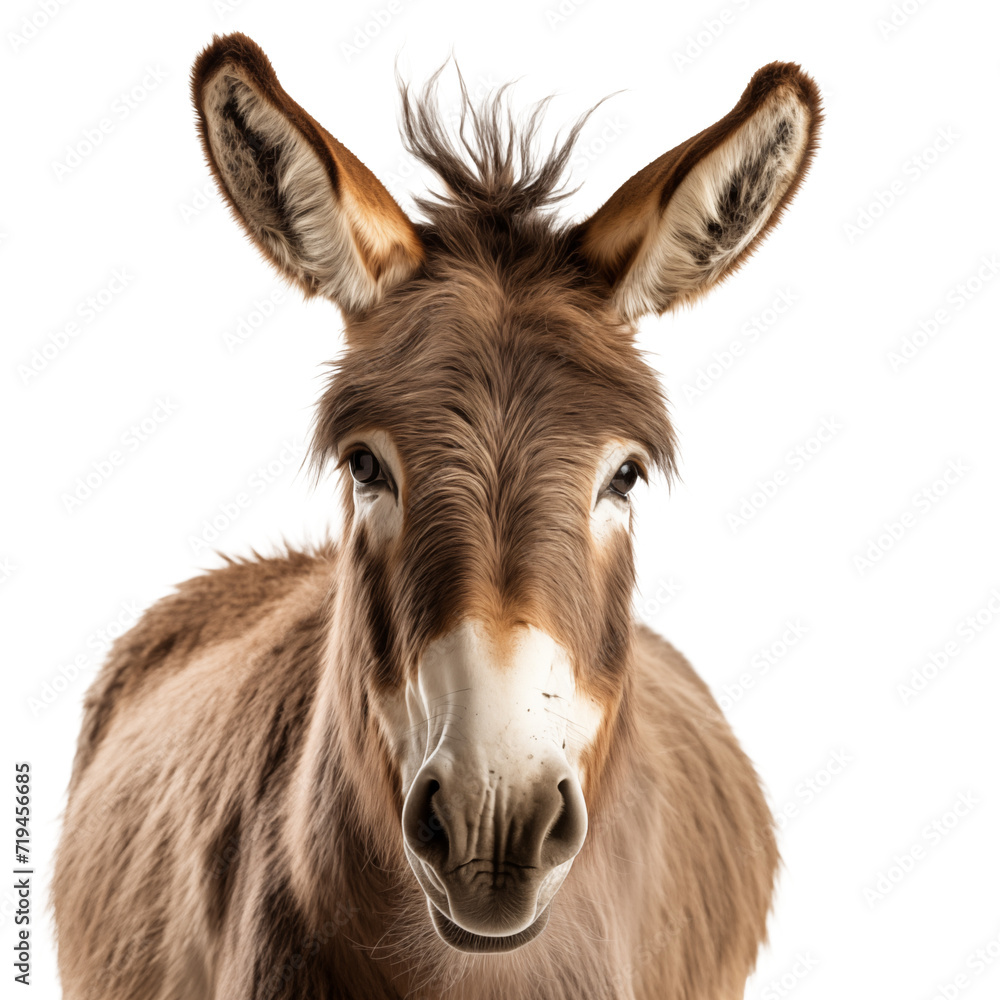 Fototapeta premium donkey on a isolate white background close-up 