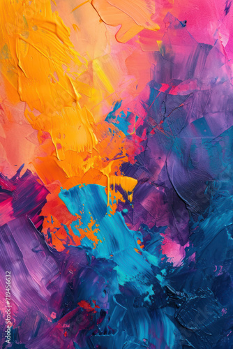 Painterly texture abstract background using bold bright brushstrokes with a contrasting color palette. 