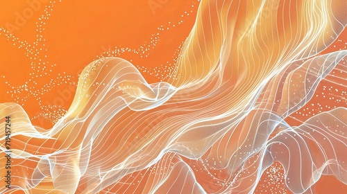 Abstract flowing fabric in white, gold and orange photo